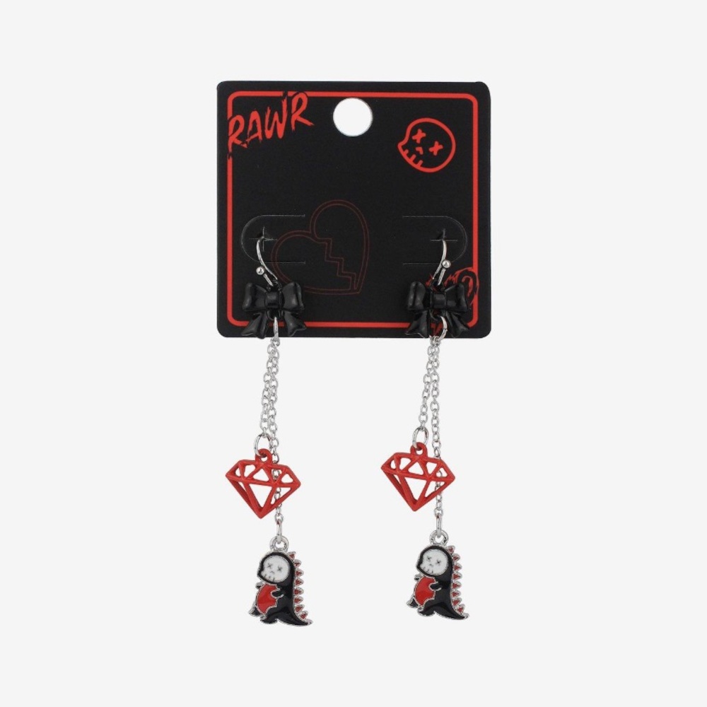 Rawr XD Dinosaur Bow Drop Earrings Hot Topic Emo Alternate